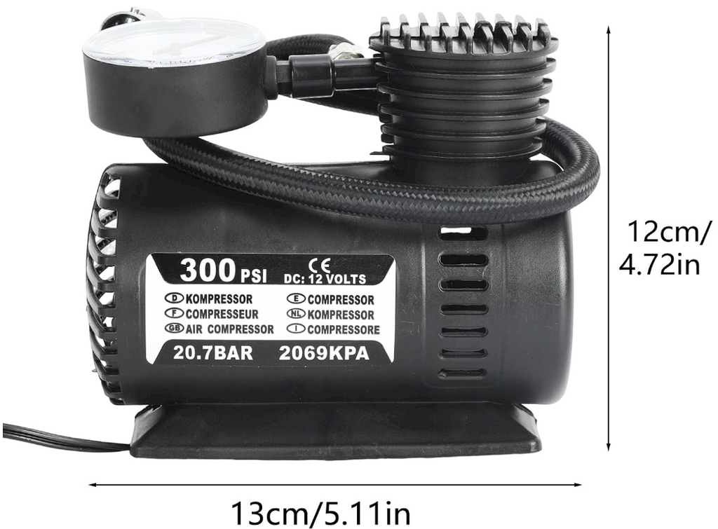 300 PSI DC 12V Portable Car Tyre Inflator