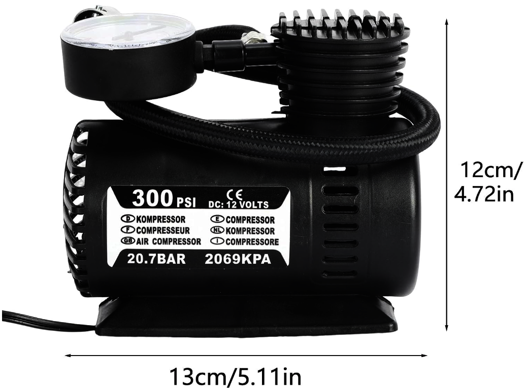 300 PSI DC 12V Portable Car Tyre Inflator